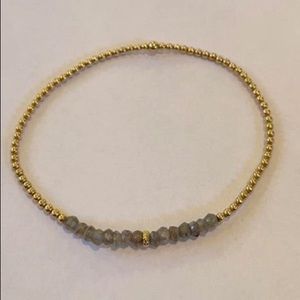 2MM YELLOW GOLD FILLED BRACELET WITH LABRADORITE & 14K GOLD RONDELLE